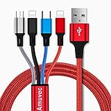 Amuvec Multi USB Kabel 3A, 4 in 1 Nylon Braided Universal Ladekabel mit...