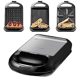 Steinborg 3in1 Sandwichmaker XXL | 3 auswechselbare Platten | 1200 Watt |...