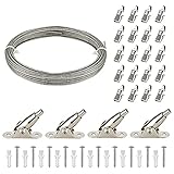 Vorhang Seilspanngarnitur Gardinen 10M Edelstahl Drahtseil Seilspannset mit 4...