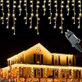 Eisregen Lichterkette Außen 10m 400LEDs Lichtervorhang Lichterkette mit Timer +...