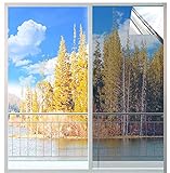 MUHOO Spiegelfolie Fenster 90 x 400 cm, Fensterfolie Selbsthaftend, 99%...