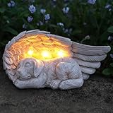 Festive Lights Gedenkstein mit solarbetriebener LED Beleuchtung Engelsflügel...