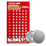 Cotchear 50 Stück Alkaline-Batterien Sortiert 1,5 Volt AG1/LR621 AG3/LR41 AG4/LR626 AG10/LR1130 AG12/LR43 AG13/LR44 Knopfzellen Set 0% Quecksilber