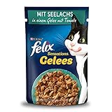 FELIX Sensations Gelees Katzenfutter nass, mit Seelachs & Tomate in Gelee, 26er...