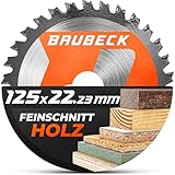 BAUBECK Sägeblatt für Winkelschleifer 125 - Feinschnitt in Holz - Trennscheibe...