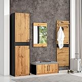 Garderoben Set 4-teilig mit Spiegel und Sitzbank, Stylishe Kompaktgarderobe mit...
