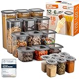 Viwares Vorratsdosen Set 18-teilig – inkl. 2,0L Spaghetti Box & 6 Gewürzdosen...