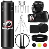 Prorobust Boxsack-Set, 120cm PU Heavy Duty mit 12OZ Boxhandschuhen für MMA...