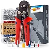 BAURIX® Sechskant Crimpzange mit 2000 Aderendhülsen Set, Aderendhülsenzange...