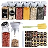 Ferghana Gewürzgläser Eckig Set，12x120ml Gewürzdosen Set，Spice Jars mit...