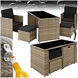 tectake Poly Rattan Sitzgruppe, 5- teiliges Lounge Gartenmöbel Set mit Tisch,...