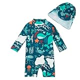 upandfast Baby Jungen Badeanzug mit Sonnenhut UPF 50+ Einteiliger...
