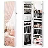 SONGMICS Schmuckschrank 140 cm hoch, Schmuckorganizer mit beleuchtetem...