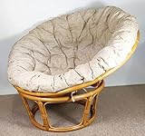 Rattan Papasan Sessel inkl. hochwertigen Polster, D 110 cm, Fb. Honig, Polster...