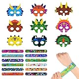 Aomig Dinosaurier Masken, 9 Stück Dino Filz Masken, Cosplay Kindermasken mit 12...