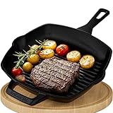 KAISERTAL Grillpfanne Gusseisen 27cm – Steakpfanne & Gusspfanne Induktion –...
