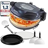 Sommertal PizzaProfi Pizzaofen elektrisch – Pizza Ofen mit 32cm Steinplatte,...