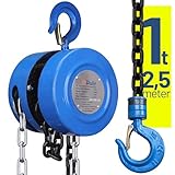 Pallit CHAIN-S Flaschenzug 1000 kg Tragkraft Kettenzug mit 2,5 m langer...