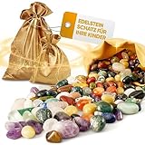 Bunter Edelstein Mix für Kinder | 200 Stück Trommelsteine für Schatzsuche |...