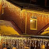 LEDYA Eisregen Lichterkette Außen, 7.5M 200 LED Weihnachtsbeleuchtung Warmweiß...