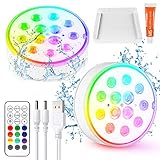 Czemo Unterwasser Licht Wiederaufladbar LED Poolbeleuchtung mit Magnet Poollicht...