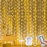 Vicloon LED Lichtervorhang, 3M*3M 300 LEDs 2 in 1 USB &Batterie Vorhanglichter...