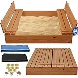 KOTARBAU® Sandkasten mit Abdeckung Sandkasten Holz 120x120 cm imprägniert mit...