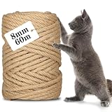CIOXSOIO Sisalseil für Kratzbaum 8mm x 60m, Natur Sisal Schnur für DIY Katzen...