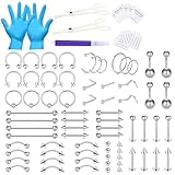 WillTen 100PCS Piercing Kits für alle Piercings, 12G 14G 16G Piercing Set...