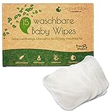 OrganicMom® 15 Waschbare Baby Pflegetücher aus Bambus, inkl. Wäschenetz,...