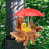 Eichhörnchen-Futterstation Picknicktisch mit Hohem Regenschirm,...
