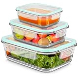 LXUDN 3er Meal Prep Boxen Glas, BPA-Frei Glasdosen mit Deckel, Vorratsdosen...