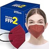 30 FFP2 Maske Bunt Dunkelrot CE Zertifiziert, Medizinische Mask mit 6 Lagige...