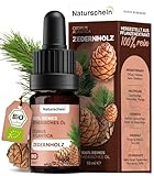 Naturschein BIO Zedernholzöl 10ml [100% Naturrein] | Ätherisches Öl für...