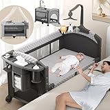 Trimigo-Babybett 120x70cm, Reisebett mit Wickelauflage, Laufstall, Moskitonetz,...