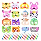 Zuzer Tiermasken, Masken zum Bemalen Kinder 32PCS Tiermasken zum Bemalen,DIY...