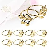 DBREAKS 10 Pcs Serviettenringe Gold, Metall Serviettenringe, Blätter...