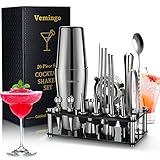 20 Teiliges Geschenkset Cocktail Set Boston Shaker mit Acryl Ständer | Cocktail...