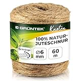 GRÜNTEK Garten Juteschnur 6 mm Dicke, Bindegarn, Gartenschnur, Bastelschnur...