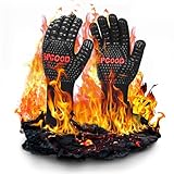 SPGOOD Grillhandschuhe hitzebeständig 800 Grad feuerfeste Handschuhe...