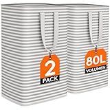 Lifewit 80L großer Wäschekorb, faltbare Wäschebox mit Griffen, wasserdichter...