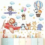 TOARTI Flugzeug Tier Wandtattoo Lichtfarbe Babyzimmer Wandsticker Mädchen...