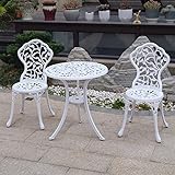 TangXiaoQi Gartenmöbel Set 3-teilig, Aluminium Casting Tavern Set, Weiß, 2...