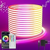 Neon Led Strip 5M RGB, LED Streifen mit APP Steuerung Fernbedienung, IP65...