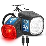 Fischer Fahrrad Beleuchtungsset Square, 40/20 Lux, Front- und Rückleuchte, mit...