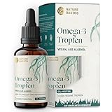 Veganes Omega 3 Algenöl - 100 ml Tropfen hochdosiert / 1158 mg DHA & 579 mg...