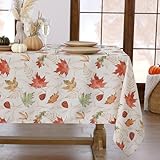 Softalker Herbstliche Tischdecke 140x240 cm abwaschbar beige,gelbe und grüne...