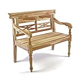 Divero Kinderbank 2-Sitzer aus Teakholz, unbehandelt – Farbe: Natur-Braun