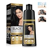 COSMTEK Haarfärbeshampoo - Schwarz Hair Dye Shampoo für Graues Haar Sofort 3...
