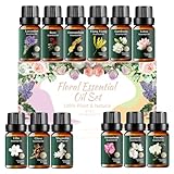 12 x 10ml Ätherische Öle Set - Blumige Düfte wie Rose, Jasmin & Lavendel -...